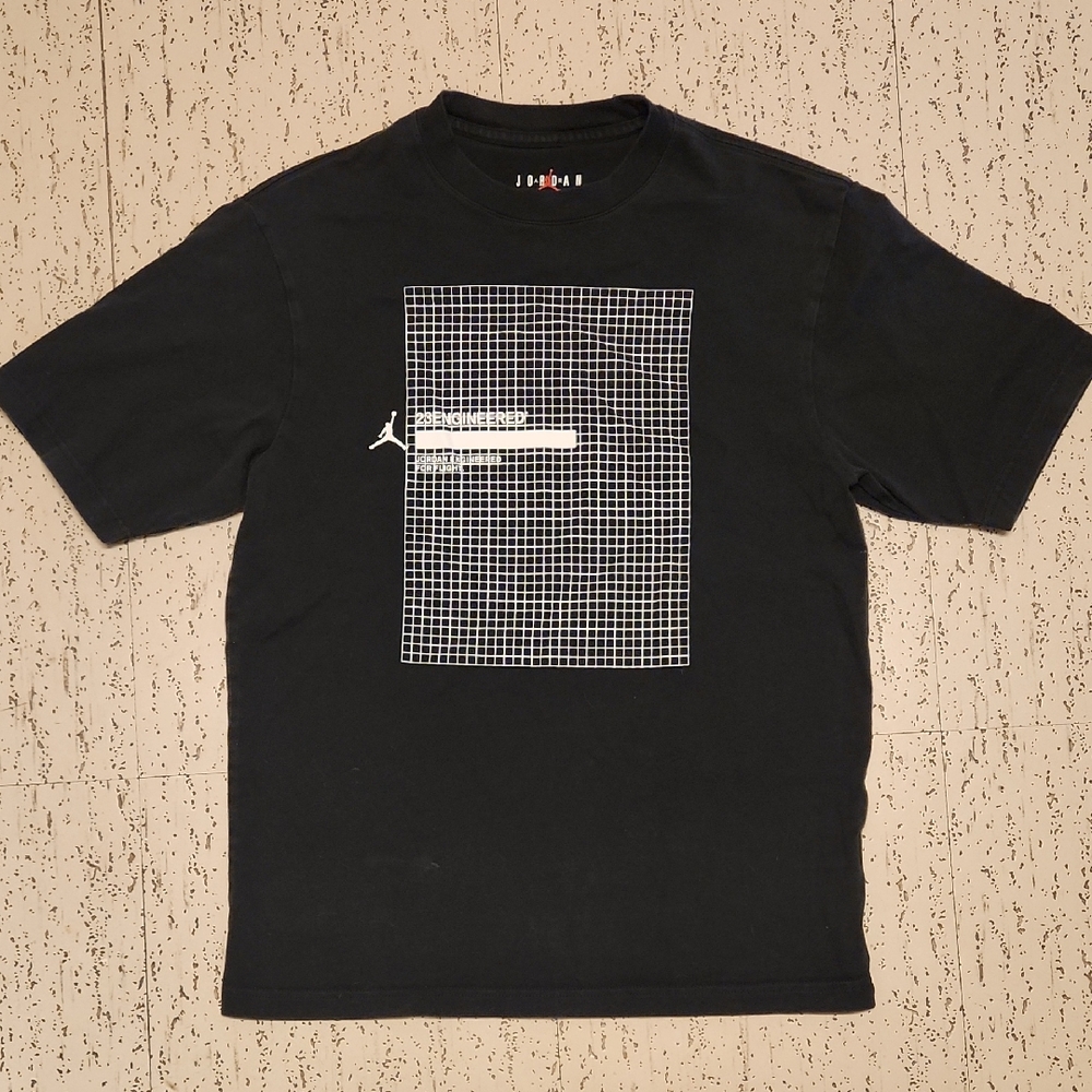 Air Jordan 23 Black & White Engineered Grate Logo Crewneck T-Shirt